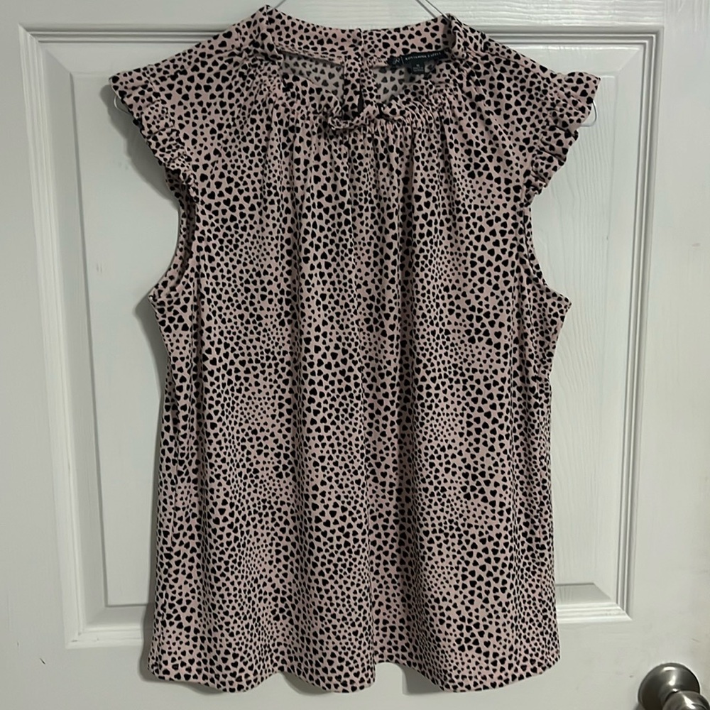 Adrianna Papell Pretty Ruffle Neck and Sleeve Top